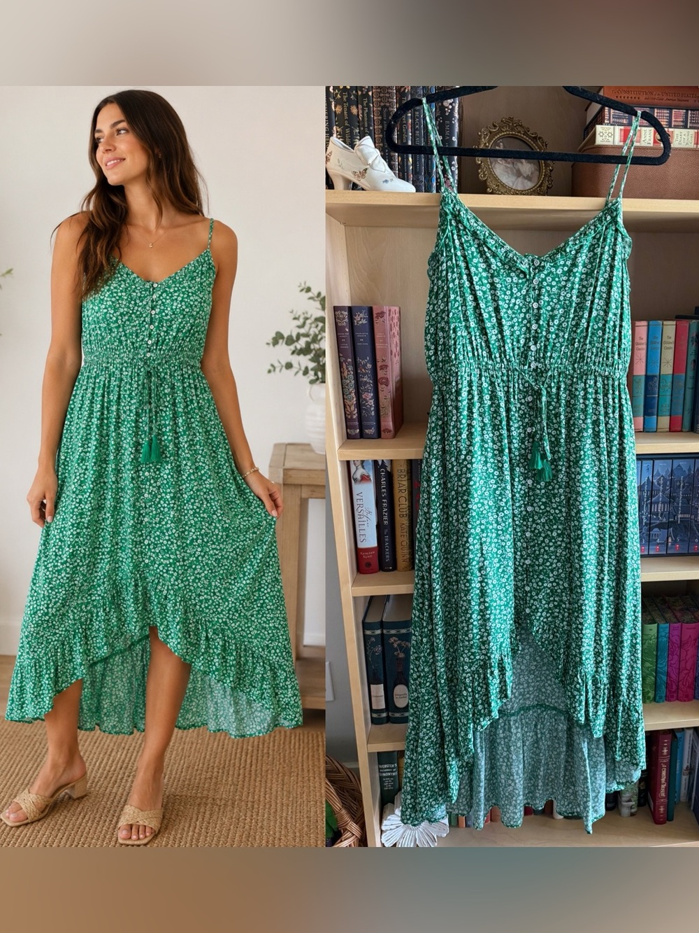 In Loom Ditsy Floral High-Low Midi Dress
